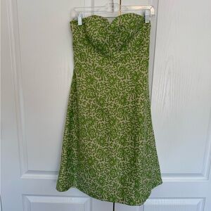 J. Crew Strapless Dress in Green Pattern, size 4